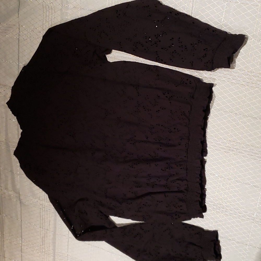Sanctuary New IN BLOOM Eyelet Bomber Zip-Up Jacket XL Womens Topper Cotton BLACK - Picture 16 of 16